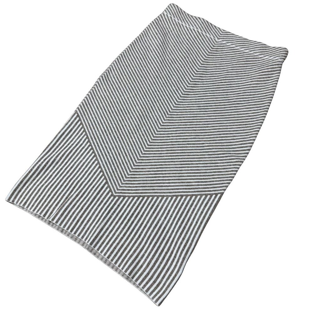 RACHEL ZOE Sweater Knit Pencil Skirt Medium Brown Cream Chevron EUC - Picture 2 of 5